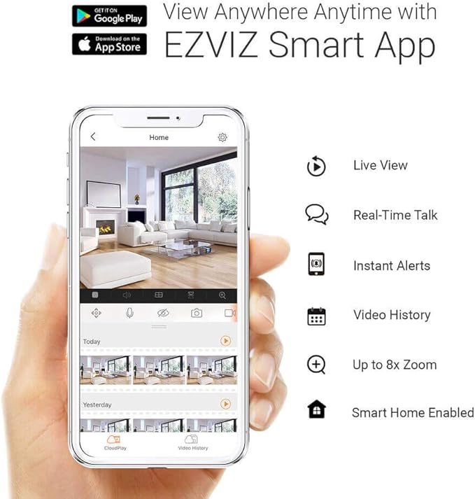 EZVIZ Floodlight Security Camera WiFi 1080P, Motion-Activated Enhanced with PIR&H265, Floodlight&Siren Alarm, Starlight Color Night Vision, Two-Way Audio, Weather Proof (LC1C) EZVIZ
