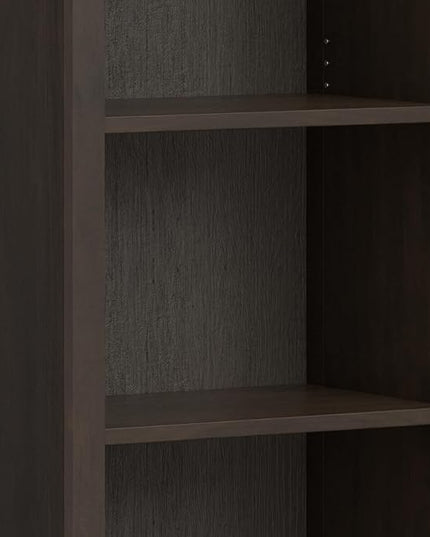 SIMPLIHOME Amherst SOLID WOOD Transitional 5 Shelf Bookcase for The Living, Study Room and Office, 24 inch, Hickory Brown - LeafyLoom
