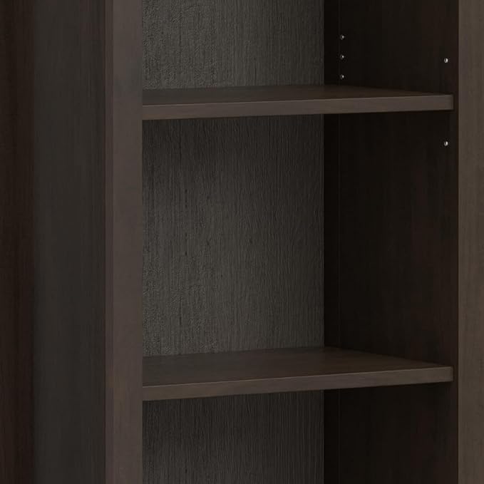 SIMPLIHOME Amherst SOLID WOOD Transitional 5 Shelf Bookcase for The Living, Study Room and Office, 24 inch, Hickory Brown - LeafyLoom