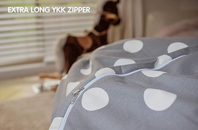 Wekapo Stuffed Animal Storage Bean Bag Chair Cover for Kids | Stuffable Zipper Beanbag for Organizing Children Plush Toys Large Premium Cotton Canvas (Gray Dot, XX-Large) - LeafyLoom
