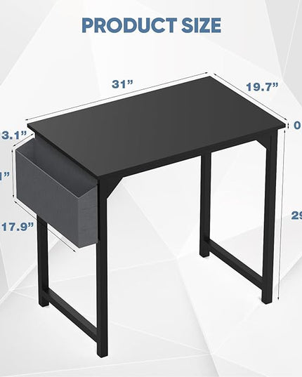 Office Desk Modern Simple Style Writing Study Work Computer Table for Home Bedroom, 32 Inch, Black - LeafyLoom