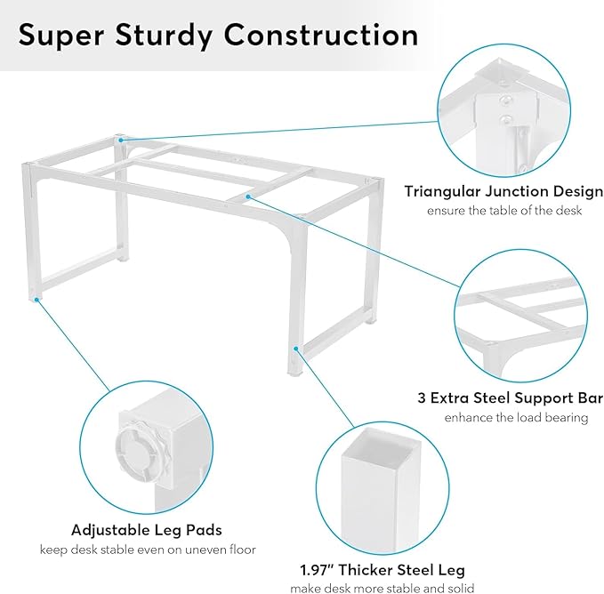 Tribesigns Modern Computer Desk, 78.7 x 39.4 inch X Large Executive Office Desk Computer Table Study Writing Desk Workstation for Home Office,White - LeafyLoom