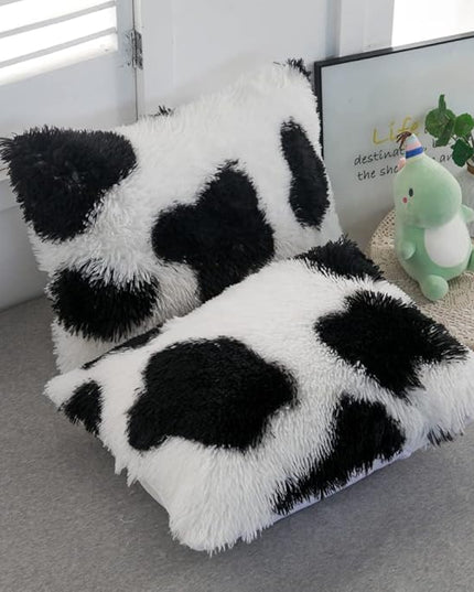 Faux Fur Kids Girls Cow Print Comforter Sets Queen - 3PC Bed Set Warm Comfortable Soft Plush Flannel Velvet Fluffy Fuzzy Bedding（Comforter x 1 Pillowcases x 2） - LeafyLoom