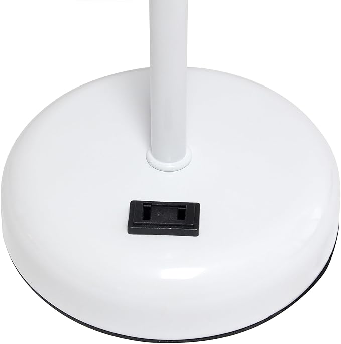 Simple Designs LT1144-GOW Sleek and Slender White Table Lamp with Charging Outlet for Bedroom, Living Room, Entryway, Office, Dining Room, Study, Gray Shade - LeafyLoom