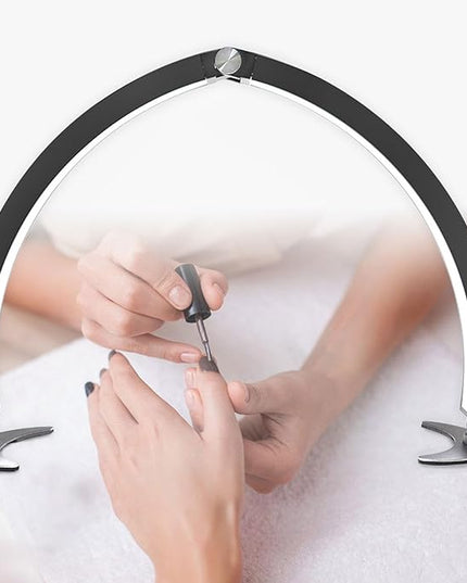 Adjustable Half Moon Light for Nail Desk, Professional LED Light Nail Lash Tech Lighting for Manicure, Pedicure, Tattoo, Lash Work, Manicure Light, Lash Light for Table (Black) - LeafyLoom