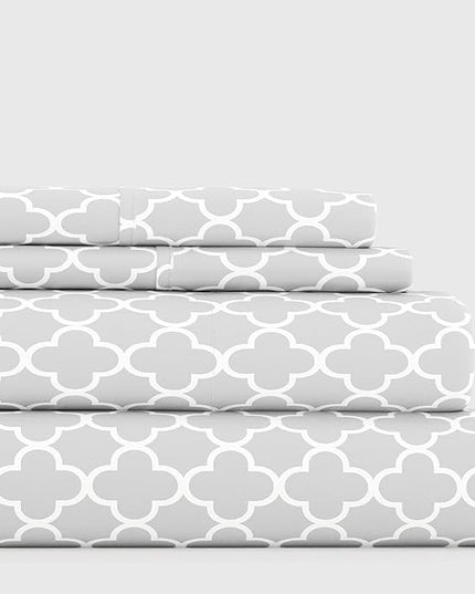 Linen Market 3 Piece Twin Bedding Sheet Set (Gray Quatrefoil) - Sleep Better Than Ever with These Ultra-Soft & Cooling Bed Sheets for Your Twin Size Bed - Deep Pocket Fits 16" Mattress - LeafyLoom