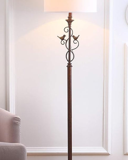 SAFAVIEH Lighting Collection Birdsong Traditional Rustic Farmhouse Oil-Rubbed Bronze 61-inch Living Room Bedroom Home Office Standing Floor Lamp (LED Bulb Included) - LeafyLoom