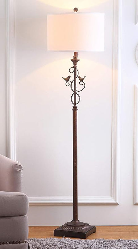 SAFAVIEH Lighting Collection Birdsong Traditional Rustic Farmhouse Oil-Rubbed Bronze 61-inch Living Room Bedroom Home Office Standing Floor Lamp (LED Bulb Included) - LeafyLoom