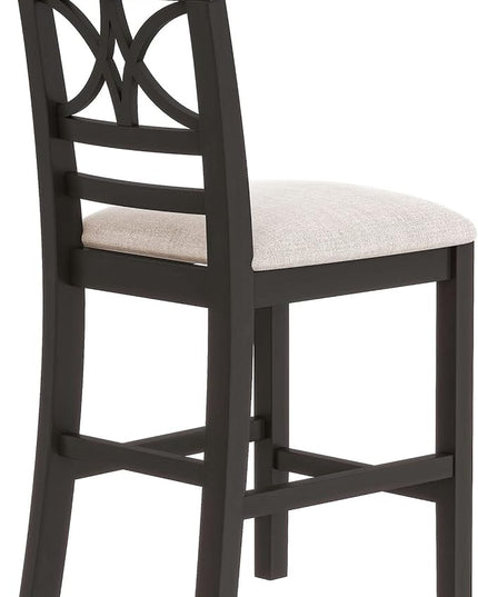 Kitchen Room 6-Piece Counter Height Dining Table Set-Rustic Style with Storage Shelf, Bench, and 4 Chairs, OneSize, Espresso+Beige Cushion - LeafyLoom