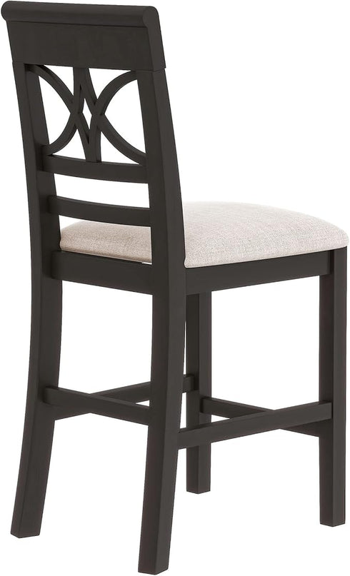 Kitchen Room 6-Piece Counter Height Dining Table Set-Rustic Style with Storage Shelf, Bench, and 4 Chairs, OneSize, Espresso+Beige Cushion - LeafyLoom