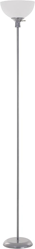 Catalina Lighting 20641-000 Traditional 3-Way Metal Torchiere Floor Standing Lamp, Living Room Light,LED Bulb NOT Included, Silver - LeafyLoom