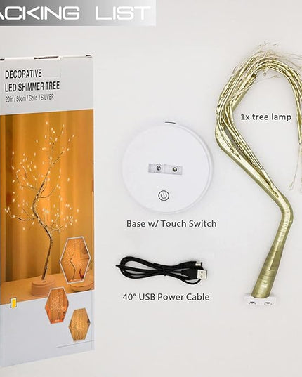 Bonsai Tree Light for Room Decor, Aesthetic Lamps for Living Room, Cute Night Light for House Decorations, Good Ideas for Gifts, Weddings, Festivals, Christmas... (Warm White, Gold Trunk, 108 LED) - LeafyLoom