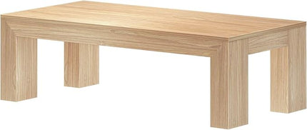Plank+Beam Modern Rectangular Coffee Table, Solid Wood, 48 Inch, Medium Sized Coffee Table, Center Tables for Small Spaces, Living Space Medium Tea Table, Blonde Wirebrush - LeafyLoom