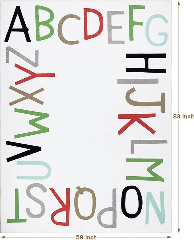 Topotdor Rainbow Kids Play Rug Alphabet Nursery Area Rug Extra Large Soft Crawling Play Mat for Children Toddlers Bedroom (59x83 inch,Multi Color) - LeafyLoom