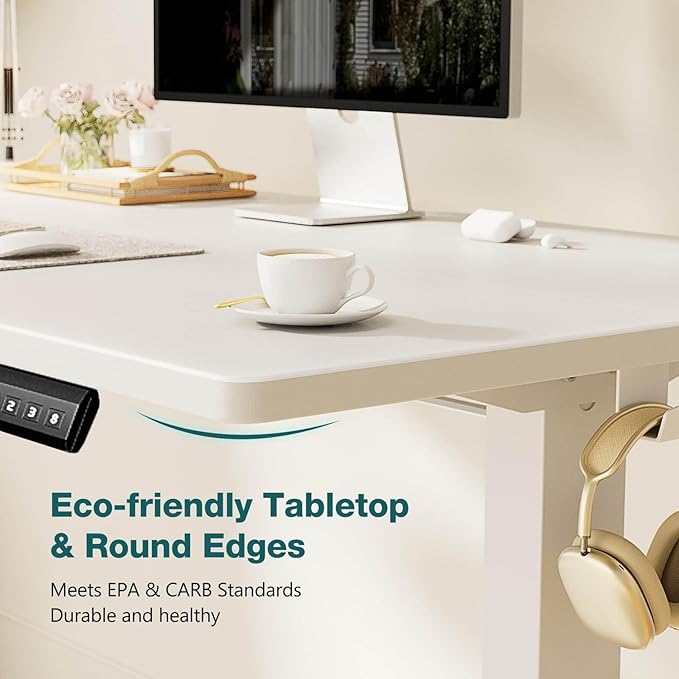 NicBex Home Office Height Adjustable Electric Height Adjustable Standing Desk Sit to Stand Ergonomic Computer Desk Adjustable Height Stand Up Desk for Home Office, White - LeafyLoom
