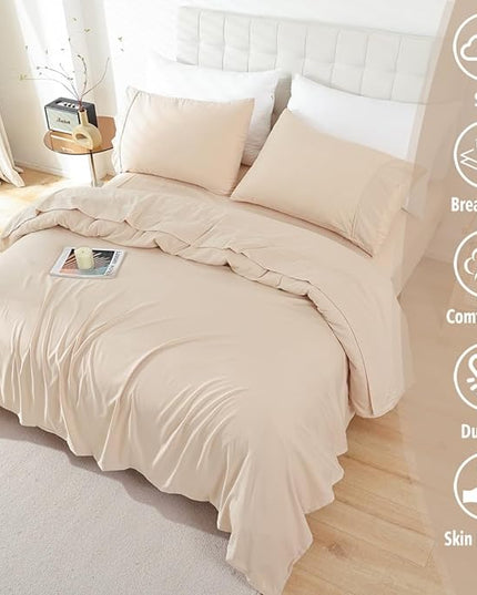 Whitney Home Textile Queen Sheet Set - 4 Piece Soft Breathable Bed Sheets for Queen Size Bed, Deep Pocket Lxuury Brushed Sheets, Hotel Bedding Sheets and Pillowcases, Wrinkle Free Oeko-Tex Sheets - LeafyLoom