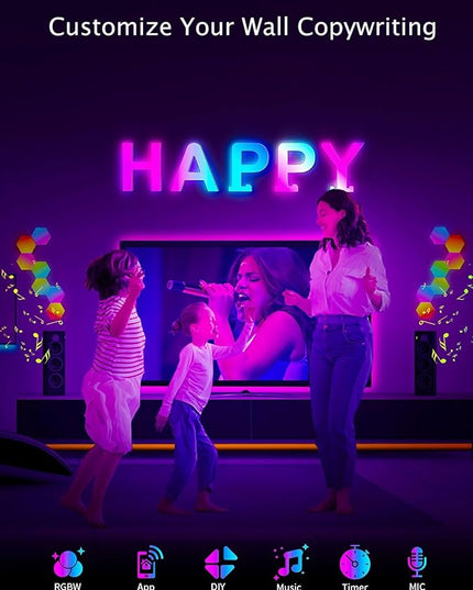 Splicing Letters Decorations Indoor Light - Alphabet Music Sync Color Changing Room Decor with App Control RGB Light Up Letters Boy Girl Gift Wedding Home Bar Wall Decoration(U) - LeafyLoom