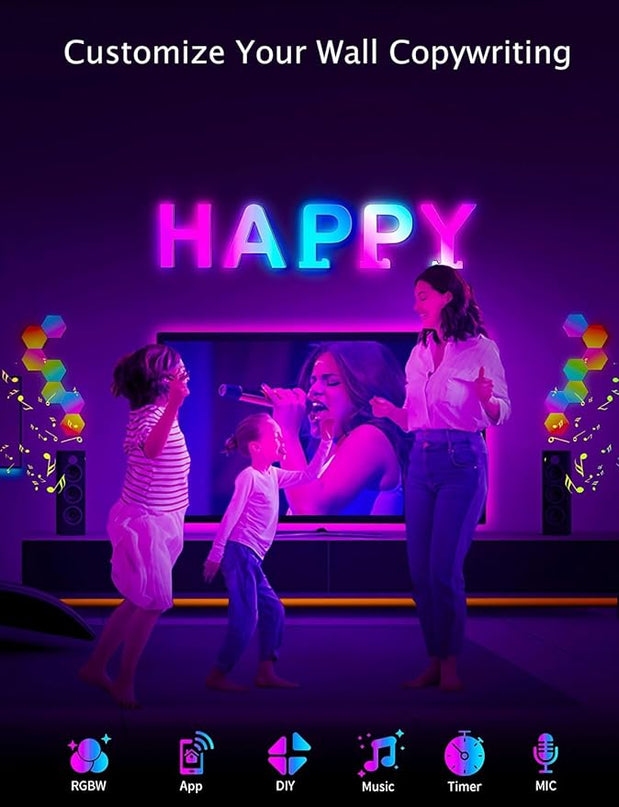 Splicing Letters Decorations Indoor Light - Alphabet Music Sync Color Changing Room Decor with App Control RGB Light Up Letters Boy Girl Gift Wedding Home Bar Wall Decoration(U) - LeafyLoom