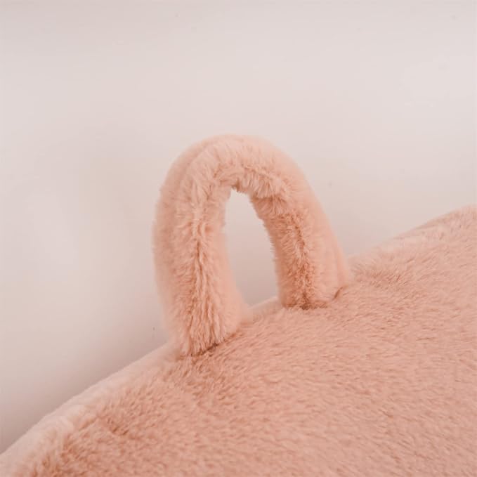 A Nice Night Faux Fur Reading Pillow Bed Wedge Large Adult Children Backrest with Arms Back Support for Sitting Up in Bed/Couch for Bedrest,Pink - LeafyLoom