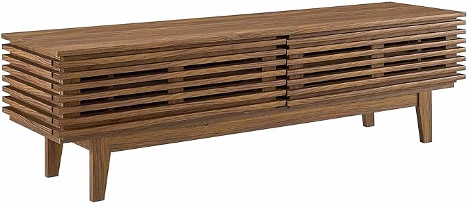 Modway Render 60" Mid-Century Modern Low Profile TV Stand in Walnut, 60 Inch - LeafyLoom