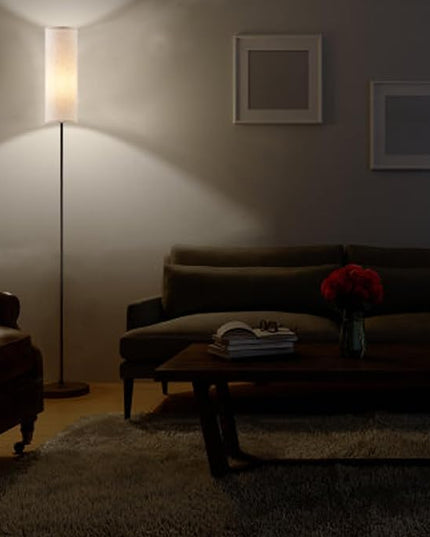 LED Floor Lamp Simple Design, Modern Floor Lamp with Shade, Tall Lamps for Living Room Bedroom Office Dining Room Kitchen, Black Pole Lamp with Foot Switch (Bulb Included) - LeafyLoom