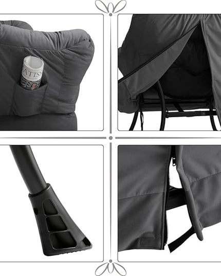 HollyHOME Modern Fabric Large Lazy Chair, Accent Oversized Comfy Reading Chair, Thick Padded Cozy Lounge Chair with Armrest, Steel Frame Leisure Sofa Chair for Living Room, Bedroom, Dorm, Smoky Grey - LeafyLoom