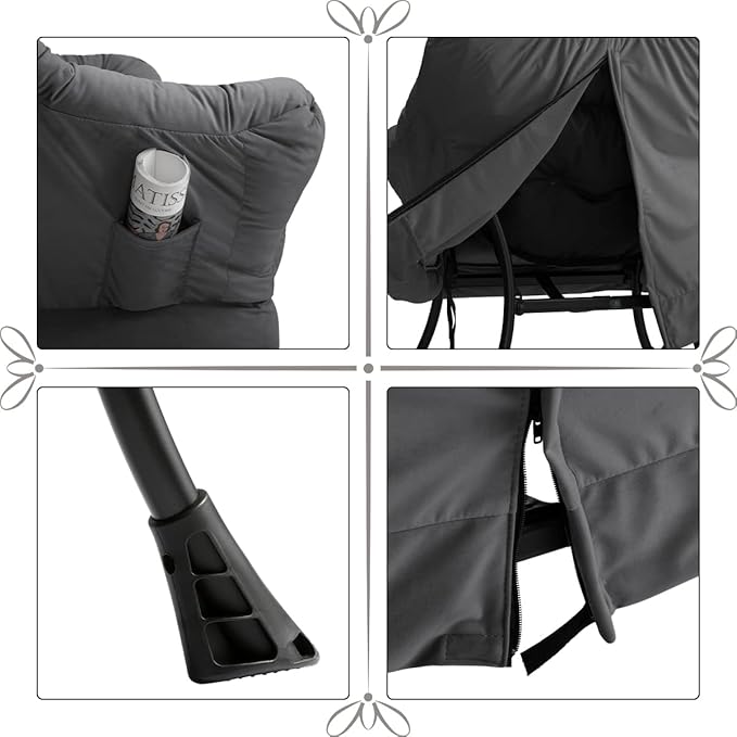 HollyHOME Modern Fabric Large Lazy Chair, Accent Oversized Comfy Reading Chair, Thick Padded Cozy Lounge Chair with Armrest, Steel Frame Leisure Sofa Chair for Living Room, Bedroom, Dorm, Smoky Grey - LeafyLoom