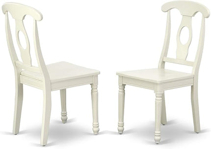 East West Furniture SUKE5-LWH-W Sudbury 5 Piece Room Furniture Set Includes a Round Kitchen Table with Dropleaf & Shelves and 4 Dining Chairs, 42x42 Inch - LeafyLoom