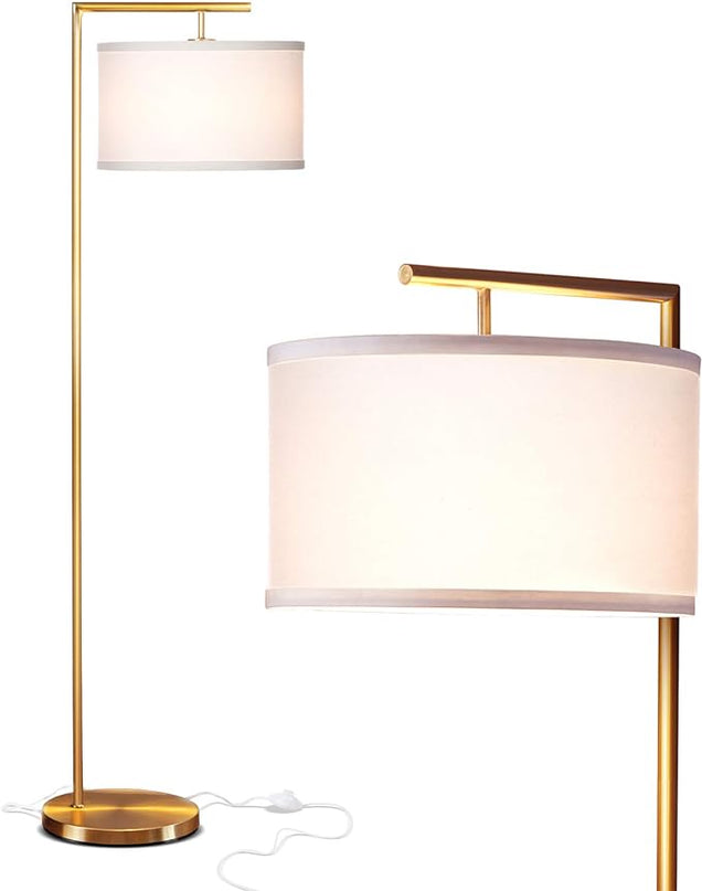 Brightech Montage Modern Floor lamp, LED Floor Lamp for Living Rooms & Offices - Tall Standing Lamp for Bedroom Reading - Corner Pole Lamp for Contemporary Home Decor - Gold, Antique Brass - LeafyLoom