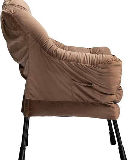 HollyHOME Modern Fabric Large Lazy Chair, Accent Oversized Comfy Reading Chair, Thick Padded Cozy Lounge Chair with Armrest, Steel Frame Leisure Sofa Chair for Living Room, Bedroom, Dorm, Dark Brown - LeafyLoom