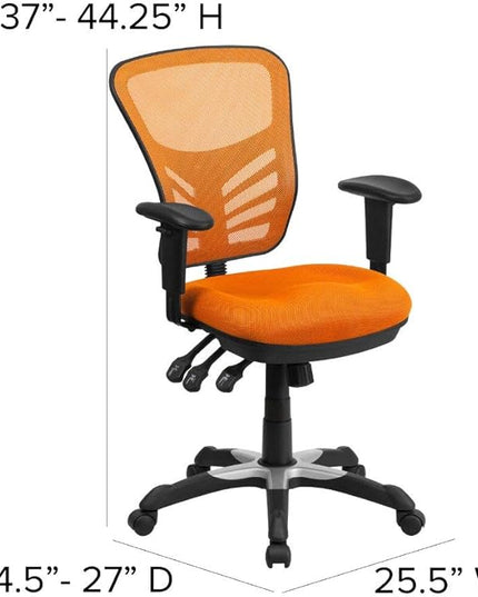 Flash Furniture Nicholas Mid-Back Swivel Office and Gaming Chair, Ergonomic Mesh Office Chair with Adjustable Lumbar Support and Height, Orange - LeafyLoom