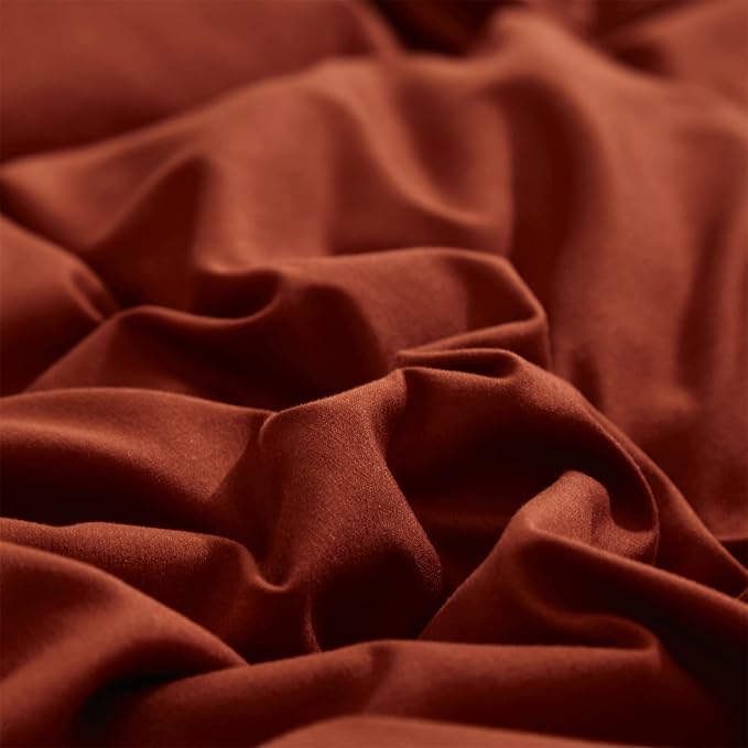 Rust Ruffled Comforter Set King Size Bedding Set Women Caramel Ruffles Blanket Men Burnt Orange Ruffled Comforter Farmhouse Ruffle Fringe Design Girls 3 PCs Cinnamon Color Ruffled Bedding Set - LeafyLoom