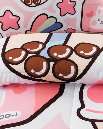 CVHOUSE Kawaii Bedding Queen Size,Kawaii Rabbit Bedding Set for Girls Kids,Cute Rabbit Comforter Set Kawaii Rabbit Duvet Set Rabbit Pattren Quilt Set Girls Room Decor 3 Pieces - LeafyLoom