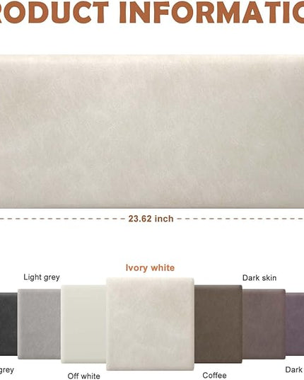 Wall Mounted Upholstered Headboard Queen, 3D Peel and Stick Soundproof Wall Panels, Reusable and Removable Padded Headboard Leather Bed Headboard, 9 Panels Headboard 9.84" x 23.62", Ivory White - LeafyLoom