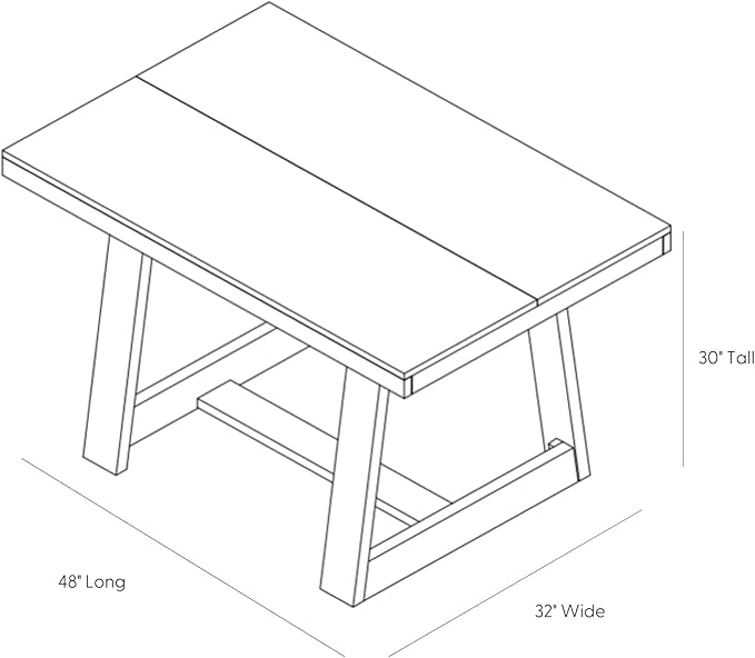 Plank+Beam 48 Inch Farmhouse Dining Table, Rustic Solid Wood Kitchen Table, Dinner Table for Dining Room, Home Office Furniture, Pecan Wirebrush - LeafyLoom