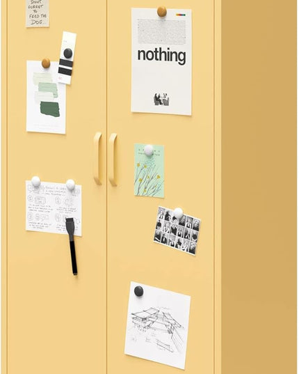 Mr. Kate Annie Tall Metal 2 Door Cabinet, Sunny Yellow - LeafyLoom