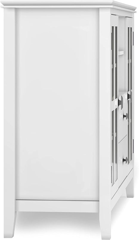 SIMPLIHOME Artisan SOLID WOOD 53 Inch Wide Contemporary TV Media Stand in White for TVs up to 60 Inches, For the Living Room and Entertainment Center - LeafyLoom