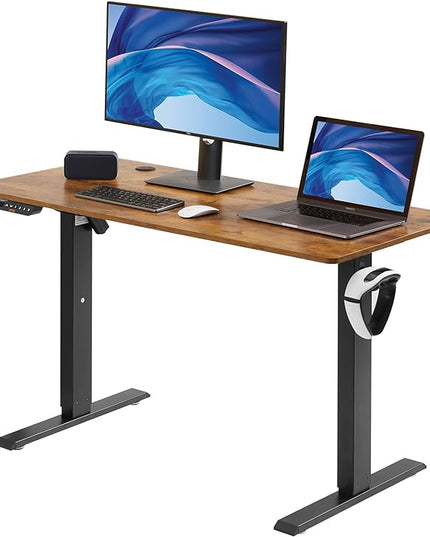 VEVOR Height Adjustable Desk, 47.2 x 23.6 in, 3-Key Modes Electric Standing Desk, Whole Piece Desk Board, Sturdy Dual Metal Frame, Max. Loading 180 LBS Computer Sit Stand up Desk, for Home and Office - LeafyLoom