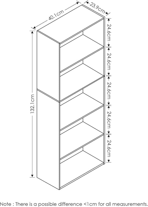 Furinno Luder Bookcase / Book / Storage , 5-Tier, White/Green - LeafyLoom