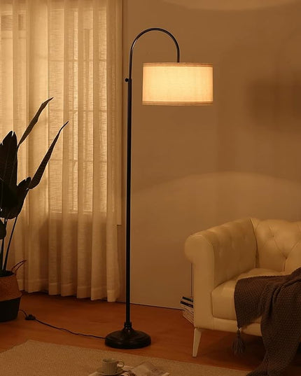 Brightech Nora Bright Arc Tall Lamp, Contemporary LED Floor Lamp, Standing Lamp for Living Rooms & Offices, Mid-Century Modern Standing Lamp with Heavy Base for Bedroom - Black - LeafyLoom