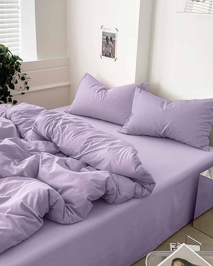 ETDIFFE Light Purple Comforter Set King Size, 3 Piece Aesthetic Modern Bedding Set - Soft & Lightweight All Season Microfiber Down Alternative Bed Comforter with 2 Pillow Shams for Women - LeafyLoom