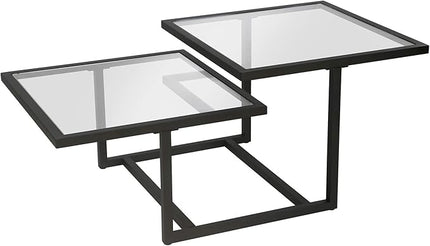 Henn&Hart 43" Wide Square Coffee Table in Blackened Bronze, Modern coffee tables for living room, studio apartment essentials - LeafyLoom