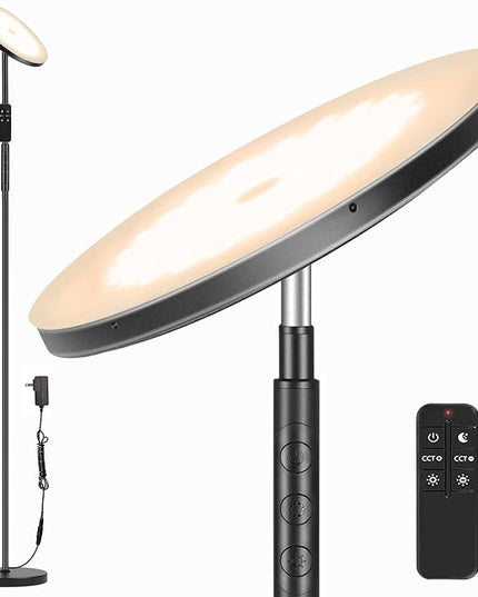 LED Floor Lamp, 3600LM 36W Super Bright Standing Lamp with Remote & Touch Control, 350W Equivalent Modern Torchiere Lamp with 2700K-6500K Stepless Dimming, 69" Tall Lamp for Living Room Bedroom Office - LeafyLoom