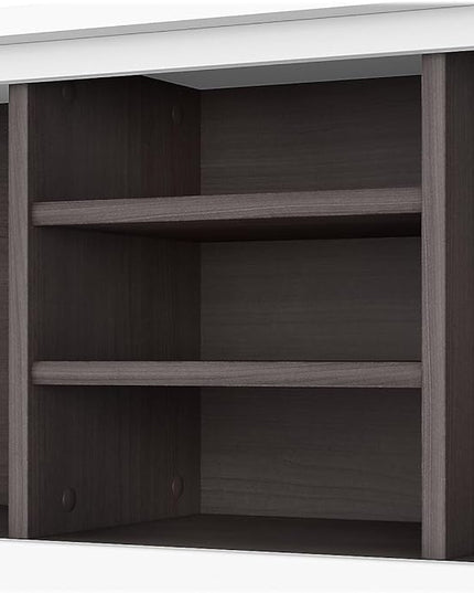 Bush Furniture Somerset 72W Desk Hutch in White and Storm Gray - LeafyLoom