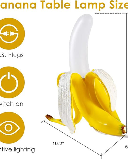 Modern Banana Table Lamp, Desk Lamp,Led Night Light Baking Finish Resin Banana Lighting Fixture for Living Room, Bedroom,Home Office,Kids Room (Standing) - LeafyLoom