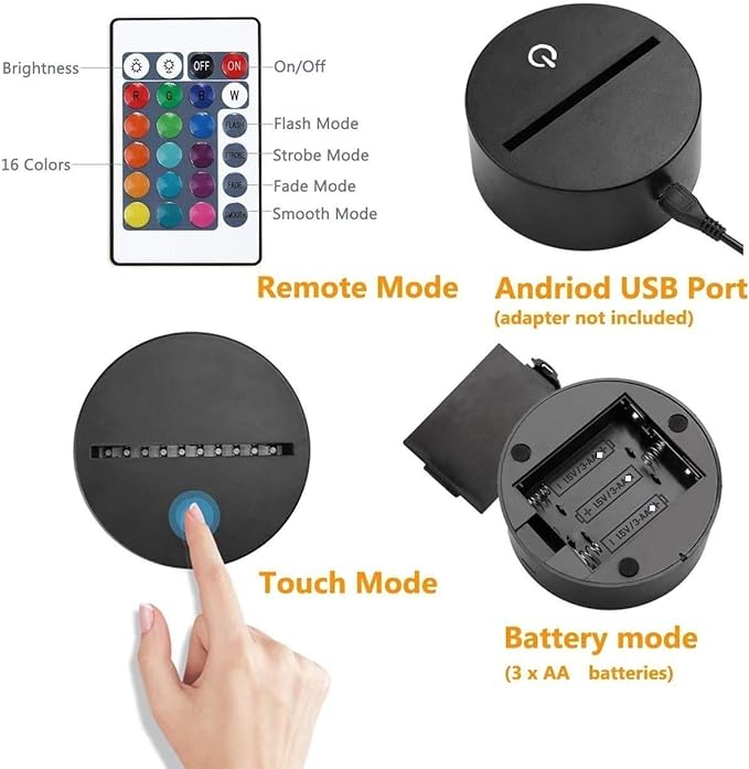 3D Bowling Night Light 16 Colors Changing USB Powered Remote Control Touch Switch Decor Lamp Optical Illusion Lamp LED Table Desk Lamp Children Kids Christmas Brithday Gift - LeafyLoom