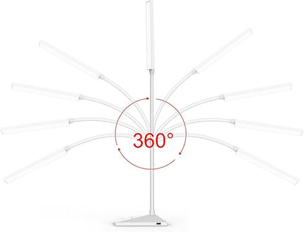 RAOYI LED Desk Lamp, 12W Dimmable Table Lamp Eye-Caring Reading Light with USB Charging Port Touch Control 5 Color Modes 6-Level Brightness Adjustable for Office Home Bedroom (White) - LeafyLoom