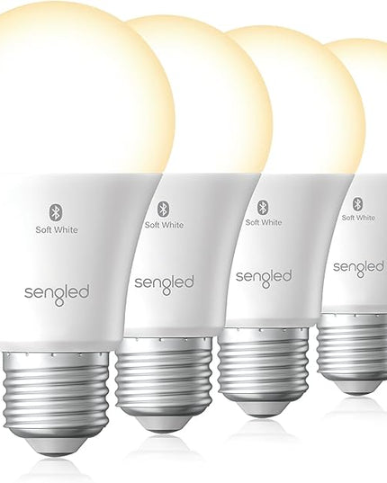 Sengled Alexa Light Bulb 75W Equivalent, Smart Light Bulbs Bluetooth Mesh 1050 LM, Smart Bulbs That Work with Alexa Only 2700K, High Brightness, Soft White A19 Dimmable Bulb, No Hub Required, 4 Pack Sengled