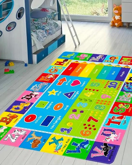 ABC Carpet,Kids Carpet for Playroom, Classroom Floor Play Mat for Kids,Preschool Rugs wtih ABC, Numbers, Animals, Extra Large Thick (78.7X59 Inch) - LeafyLoom