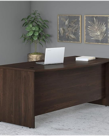Bush Business Furniture Studio C 72-inch W Bow Front Computer Desk, Black Walnut (SCD172BW) - LeafyLoom